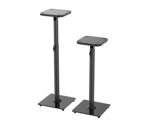 Relaxdays Support pour Enceintes, réglables 72-95 cm, antidérapants, métal et Verre, Noir, 72x30x30 cm