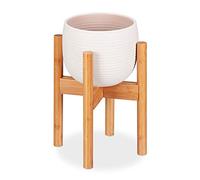 Relaxdays support pour fleurs en bambou, réglage individuel, pour pots jusqu’à 32 cm, présentoir, H: 35,5 cm, naturel, 1 élément