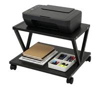 Relaxdays Support pour imprimante à roulettes 2 Niveaux, MDF et métal, Noir, 28 x 40 x 44 cm