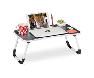 Relaxdays Support pour lit & canapé, H x L x P : 26 x 63 x 40 cm, Tablette Pliable, pour Ordinateur, Noir - Blanc