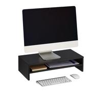 Relaxdays Support pour Moniteur, Rangement supplémentaire, Design Moderne, pour Le Bureau, HLP 14,5x54x25,5 cm, Noir