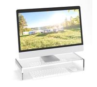 Relaxdays Support pour Moniteur, HxLxP : 10 x 50 x 20 cm, Dessous Ordinateur, en Acrylique, pour Le Bureau, Transparent
