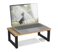 Relaxdays support pour moniteur, HxLxP : 15 x 40 x 23 cm, rehausseur pour le bureau, design industriel, nature/noir