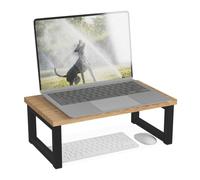 Relaxdays Support pour Moniteur, HxLxP : 15 x 40 x 23 cm, rehausseur pour Le Bureau, Design Industriel, Nature/Noir