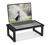 Relaxdays Support pour moniteur, rehausseur pour ordinateur sur le bureau, design moderne, 15 x 40 x 23 cm, noir