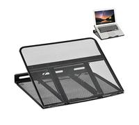 Relaxdays Support pour Ordinateur, Pliant, PC Portable & Tablette, Jusqu’à 14 Pouces, 7 Angles, Maille, Acier, Noir