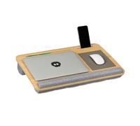 Relaxdays Support pour Ordinateur Portable, en Bambou, Repose-Poignets, H x L x P : 10 x 55,5 x 36 cm, Nature et Gris