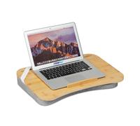 Relaxdays Support pour ordinateur portable, bambou, coussin en mousse à mémoire, LxP 51x36 cm, lit, canapé, nature/gris