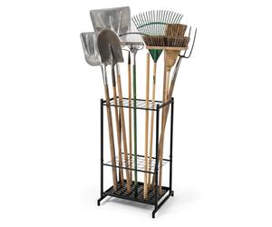 Relaxdays support pour outils de jardin, 35 outils, garage & abri de jardin, robuste, compact, acier, noir