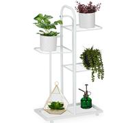 relaxdays Support pour plantes blanc 4 étagères