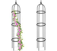 Relaxdays Trellis obélisque, Lot de 2, 130 m de Hauteur, Plantes grimpantes, en métal, Stable, Tour pour Rosier, Noir