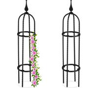 Relaxdays Trellis obélisque, Lot de 2, 70 m de Hauteur,pour Plantes grimpantes, en métal, Stable, Tour pour Rosier, Noir