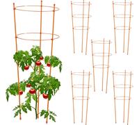 relaxdays Support pour plantes grimpantes orange, set de 6, 76 cm