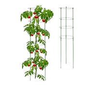 Relaxdays Support pour Plantes grimpantes, Set de 2, Jardin et Balcon, 120 cm, 4 Anneaux, Fer et Plastique, Vert