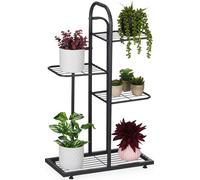 relaxdays Support pour plantes noir 4 étagères
