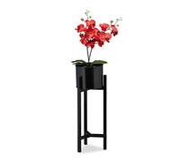 Relaxdays Support pour Pot à Fleurs, présentoir à Plantes incluant Un récipient, HxD 60 x 21,5 cm, Noir