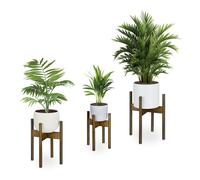 Relaxdays Support pour Pot de Fleurs, Lot de 3, D: 20/25/29 cm, Porte-Plante, Meuble pour Plantes, Bambou, Marron