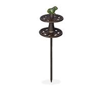 Relaxdays Support pour Votre Tuyau d’arrosage, Fonte de Fer, avec Piquet, H x D : env. 33 x 10 cm, Marron et Vert