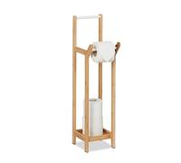 Relaxdays Support pour WC, Bambou, sans perçage, Support Rouleaux de Papier Toilette de Rechange, 72x17,5x24 cm, Nature