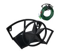 Relaxdays Support Tuyau d’arrosage, pour 45 m & 5/8", Enrouleur, dévidoir, Acier, Montage Mural, Rond, Jardin, Noir