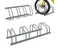 Support vélos Relaxdays, montage sol/mur, 4 vélos, pneus ≤65 mm, garage/cour, rangement en ligne, acier, argent