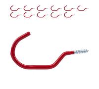 Relaxdays Support vélo Mural en Lot de 12, pour Le Mur ou Plafond, caoutchouté, Crochet à Visser, Rouge