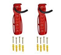 Relaxdays Support vélo Mural, Lot de 2, Pliant, Porte Jusqu’à 25 kg, Vertical, à Fixer au Mur, Rouge