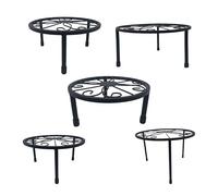 Relaxdays Supports à Fleurs, Set de 5, Ronds, Robustes, H : 8-20 cm, D : 17-30 cm, Supports décoratifs en Acier, Noir
