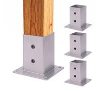 Lot de 4 supports de poteaux Relaxdays, galvanisés, argentés