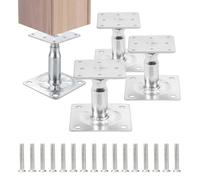Relaxdays lot de 4 supports de poteaux, réglable 100-150 mm, argenté