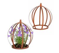 Relaxdays Supports pour Plantes vivaces, Lot de 2, Couronne végétale pour vivaces & Jeunes Plants, HxD 35x30 cm, Rouille