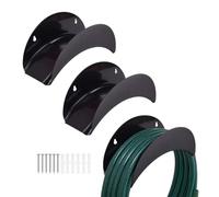 Relaxdays Supports Tuyau d'arrosage, Lot de 3, jusqu'à 38 m, Noir | Fixation murale, support pour tuyau d'arrosage