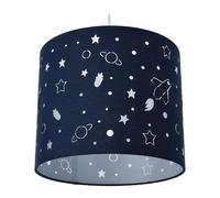 Relaxdays Lampe Suspendue Enfant Motif Espace, HxP : 125 x 30 cm, Suspension pour Filles et garçons, Bleu