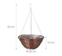 Relaxdays Suspension Plantes 30 Cm Pot De Fleurs Plantes Suspendues Support Lot De 3 Marron