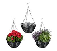 relaxdays Pot de fleurs tressé, set de 3 pièces