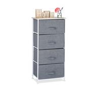 Relaxdays Meuble rangement 4 tiroirs tissu commode étagère tiroir tissu HxlxP: 95 x 45 x 30 cm, gris