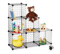 Relaxdays Système d'étagère 6 compartiments grille