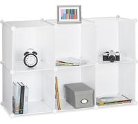 Relaxdays Étagère rangement 6 casiers plastique modulable DIY assemblage plug in bibliothèque HxlxP: 65 x 96 x 32 cm, blanc