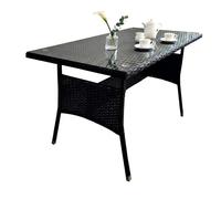 Relaxdays Table à Manger de Jardin 70 x 100 x 60 cm, résistante, polyrattan, Plateau en Verre, Jardin & Balcon, Noir