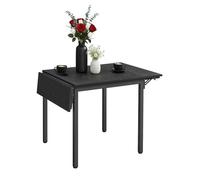 Relaxdays Table à manger pliante 2-4 pers., 76 x 120 x 78 cm, gain de place, MDF et métal, noire, cuisine, salon