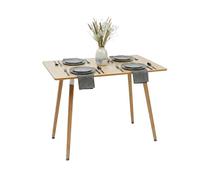 Relaxdays Table à Manger rectangulaire en MDF et Bambou, 4 pers., scandinave, Naturel, 75 x 110 x 70 cm