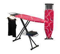 Relaxdays Table à Repasser, Pliable, Planche réglable en Hauteur, Plateau de Repassage L x P : env. 110 x 33 cm, Rouge