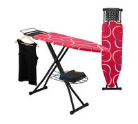 Relaxdays Table à repasser, pliable, planche réglable en hauteur, plateau de repassage L x P : env. 110 x 33 cm, rouge