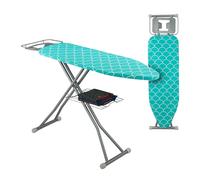 Relaxdays Table à Repasser, Pliable, réglable en Hauteur, Plateau de Repassage LP env. 122 x 39,5 cm, Turquoise/argenté
