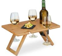 relaxdays Table à vin de pique-nique d'angle en bambou