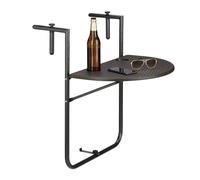 Relaxdays Table de balcon pliable appoint table suspendue rabattable BASTIAN hauteur réglable l x P: 60 x 40 cm, brun