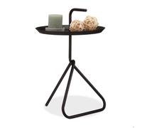 Relaxdays Table basse appoint design en métal avec poignée, Table chevet ronde, Table de café, HxD env. 59 x 40cm, noir