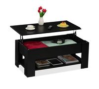 Relaxdays Table Basse avec Plateau relevable,42x98x50 cm,Noire