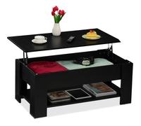 Relaxdays Table Basse avec Plateau relevable,42x98x50 cm,Noire