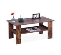 Table Basse Relaxdays, H x L x P : 53,5 x 100 x 50 cm, Table de Salon avec Rangement, Moderne, Effet Bois, Marron